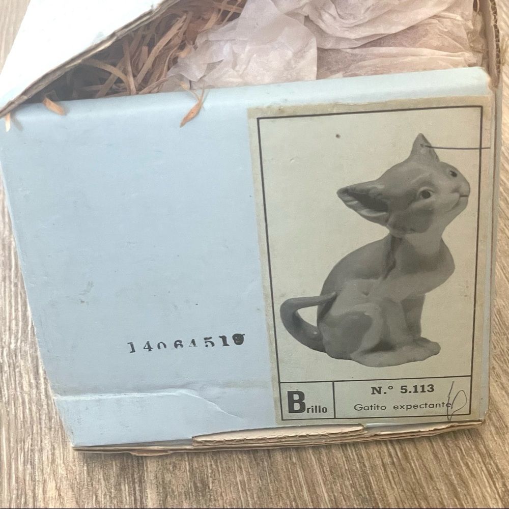 Lladró Brille Gatito expectante grey cat figurine 5.113 - Picture 15 of 16